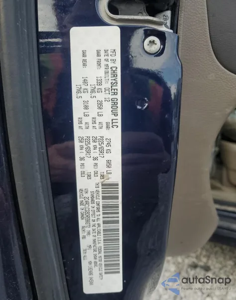 2013 Chrysler Town & Country Touring L z USA, uszkodzony, nr VIN 2C4RC1CG9DR590272